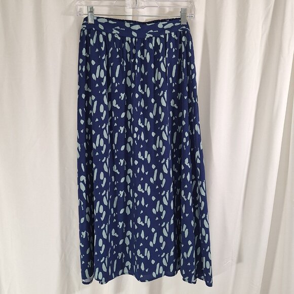 Nine West Blue Printed Pull-On Challis Midi Skirt XXL Versatile Soft Rayon NWT - Picture 1 of 10